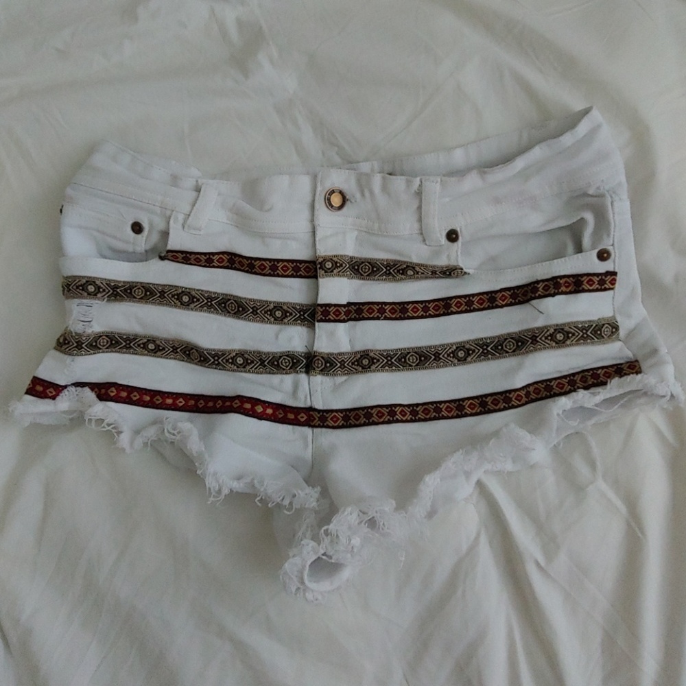White jean shorts